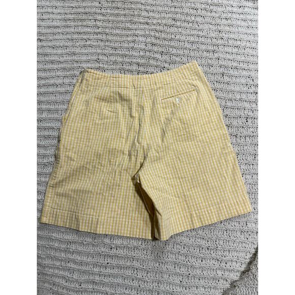 VTG Talbots Shorts Plaid 7" Inseam Women's Size 8 Butter Yellow Side Zip Stretch - Picture 6 of 9